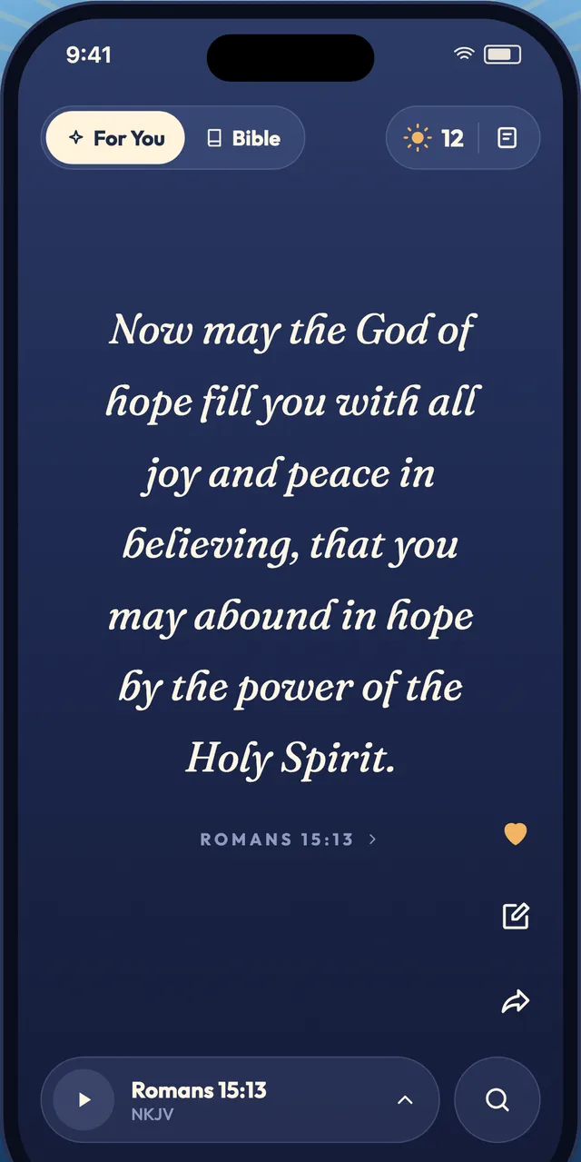Read before you scroll: the For You feed showing Romans 15:13